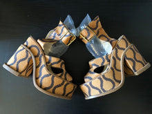 Load image into Gallery viewer, Vivienne Westwood Gold Label Clomper Slave Sandals in Tan Leather with Brown Squiggles
