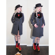 Load image into Gallery viewer, Vivienne Westwood Red Label Love Coat in Grey Wool with Aurbergine Velvet